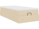 Syfax™ Struttura Letto Pouf Con Materasso Crema 90X200 Cm In Tessuto