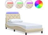 Syfax™ Giroletto Con Led Senza Materasso Crema 80X200 Cm In Tessuto