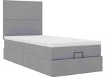 Syfax™ Pouf Letto Con Materasso Grigio Chiaro 90X200 Cm In Tessuto
