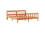 Syfax™ Giroletto Con Testiera Marrone Cera 200X200 Cm Massello Pino