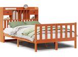 Syfax™ Letto Libreria Senza Materasso Marrone Cera 135X190 Cm In Pino