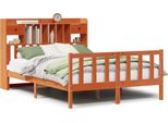 Syfax™ Letto Libreria Senza Materasso Marrone Cera 140X200 Cm In Pino