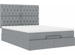 Syfax™ Struttura Letto Pouf Con Materasso 140X200 Cm In Tessuto