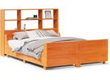 Syfax™ Letto Libreria Senza Materasso Marrone Cera 150X200 Cm Legno