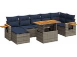 Syfax™ Set Divani Giardino 8 Pz Con Cuscini Marrone Polyrattan Acacia