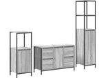 Syfax™ Set Di Mobili Per Il Bagno Con Porta 3 Pcs Grigio Sonoma E Nero