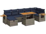 Syfax™ Set Divani Giardino 8 Pz Con Cuscini Grigio Polyrattan Acacia