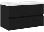 Syfax™ Armadio Per Lavabo Da Bagno Rovere Nero 80 X 39 X 62 Cm
