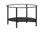 Syfax™ Tavolino Da Salotto Nero E Marmo Nero 70 Cm In Vetro Temperato