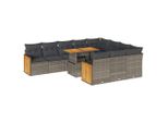 Syfax™ Set Divani Giardino 11 Pz Con Cuscini Polyrattan Acacia Grigio