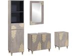 Syfax™ Set Di Armadi Da Bagno 4 Pcs Grigio Legno Di Mango Massello