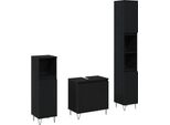 Syfax™ Set Di Mobili Per Il Bagno 3 Pcs Rovere Nero 30 X 30 X 190 Cm