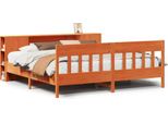 Syfax™ Letto Libreria Senza Materasso Marrone Cera 200X200 Cm In Pino