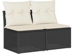 Syfax™ Set Divani Da Giardino Con Cuscini 2 Pz Nero Polyrattan Acacia