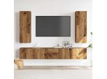 Syfax™ Mobili Tv A Parete 5 Pz Legno Antico In Legno Multistrato