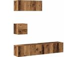 Syfax™ Set Mobile Tv 4 Pz Montato A Parete Legno Antico In Truciolato