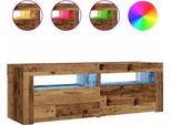 Syfax™ Comodini 2 Pz Con Luci Led Legno Antico 60X35X40 Cm