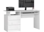 Scrivania Clp 135 Cm Bianco Lucido Con 3 Cassetti E Ripiano Estraibile