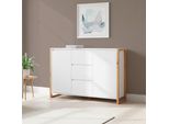 Credenza New Denver2 Con 3 Cassetti E 2 Ante Bianco E Rovere 120X40X88H