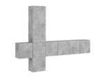 Syfax™ Mobili Tv A Muro Con Led 5Pz Grigio Cemento Legno Multistrato