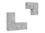 Syfax™ Mobili Tv A Muro Con Led 4Pz Grigio Cemento Legno Multistrato