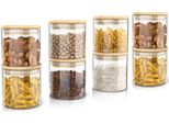 Arendo Barattoli Per La Conservazione, Set Di Barattoli In Vetro 8X 0,75 Litri In Vetro Borosilicato Con Coperchio In Bambù, Ermetici, Set Di 8, Resistenti Al Calore, Ecologici, Durevoli, Adatti Al Microonde