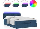 Syfax™ Pouf Letto Con Materasso E Led Blu 140X190 Cm