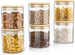 Arendo Barattoli Per La Conservazione, Set Di Barattoli In Vetro 6X 0,75 Litri In Vetro Borosilicato Con Coperchio In Bambù, Ermetici, Set Di 6, Resistenti Al Calore, Ecologici, Durevoli, Adatti Al Microonde
