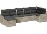 Syfax™ Set Divano Da Giardino 7 Pcs Grigio Chiaro Polyrattan
