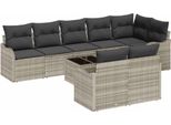 Syfax™ Set Divano Da Giardino 9 Pcs Grigio Chiaro Polyrattan