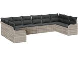 Syfax™ Set Divano Da Giardino 10 Pcs Grigio Chiaro Polyrattan