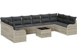 Syfax™ Set Divano Da Giardino Grigio Chiaro Polyrattan