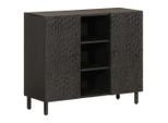 Syfax™ Credenza Nera 90X33X75 Cm In Legno Massello Di Mango