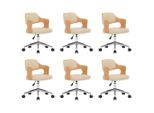 Syfax™ Sedie Da Pranzo Girevoli 6 Pz Crema In Legno Curvo E Pelle Finta