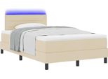 Syfax™ Letto A Molle Con Materasso Con Led Crema 120 X 200 Cm Tessuto