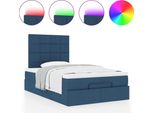 Syfax™ Struttura Letto Pouf Con Materasso Blu 120X190 Cm In Tessuto