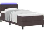 Syfax™ Letto A Molle Con Materasso Marrone Scuro 90 X 190 Cm Tessuto