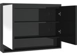 Syfax™ Armadietto Bagno Con Specchio 80X15X60 Cm In Mdf Nero Lucido