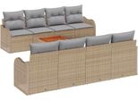 Syfax™ Set Divano Da Giardino Con Cuscino 9 Pcs Beige Polyrattan