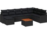Syfax™ Set Divano Da Giardino Con Cuscino 9 Pcs Nero Polyrattan