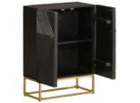 Syfax™ Credenza Nera 55X30X76 Cm In Legno Massello Di Mango E Ferro