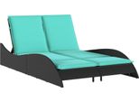 Vidaxl Lettino Con Cuscini Nero 114X205X73 Cm In Poly Rattan