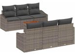 Syfax™ Set Divano Da Giardino Con Cuscino 7 Pcs Grigio Polyrattan