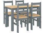 Syfax™ Set Da Pranzo 5 Pz Panama Grigio In Legno Massello Di Pino