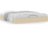 Syfax™ Struttura Letto Pouf Senza Materasso Crema 180X200 Cm Tessuto