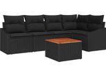 Syfax™ Set Divano Da Giardino Con Cuscino 6 Pcs Nero Polyrattan