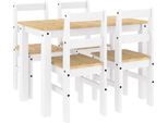 Syfax™ Set Da Pranzo 5 Pz Panama Bianco In Legno Massello Di Pino
