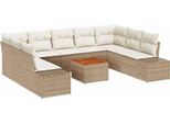 Syfax™ Set Divano Da Giardino Con Cuscino 10 Pcs Beige Polyrattan