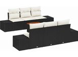 Syfax™ Set Divano Da Giardino Con Cuscino 7 Pcs Nero Polyrattan