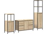 Syfax™ Set Di Mobili Per Il Bagno Con Porta 3 Pcs Rovere Sonoma E Nero